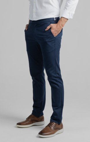 Calça Chino Sarja Fivela Azul 1