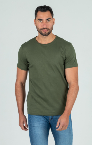 Camiseta Pima Premium Orgânico Gola C Verde Militar 1